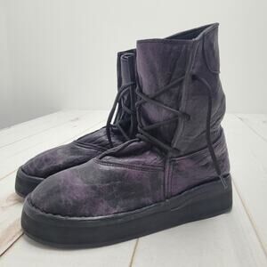 Bread & Butter Italy purple black leather moto steampunk chunky boots
